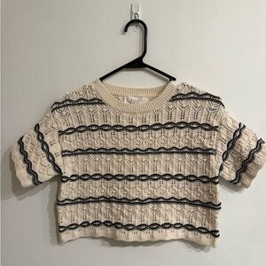 Zara cream and black knit crop top